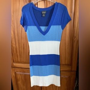 Y2K Dots Blue Colorblock Dress Medium